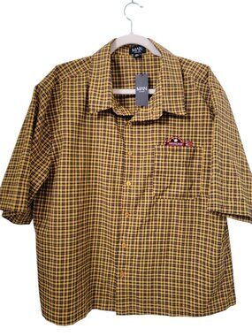 BoohooMAN Size 3XL Checkered Oversized Boxy Half Sleeve Embroidery Shirt, NEW